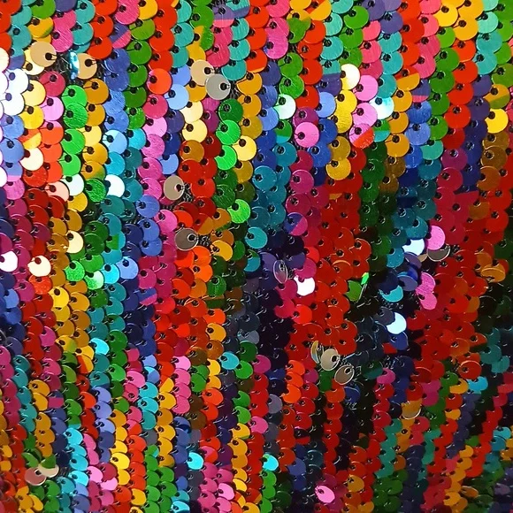 Super Sexy Multicolor Sequined Bodycon Mini Dress. Size L - Picture 5 of 17